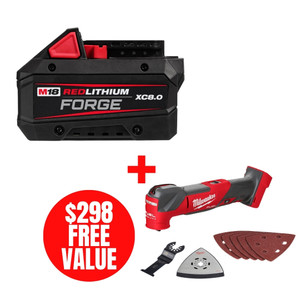 Milwaukee MIL-48-11-1881-2836-20 M18 REDLITHIUM FORGE XC8.0 Battery + BONUS M18 FUEL Oscillating Multi-Tool
