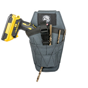 Badger Tool Belts OCC-456710 Drill Holster - Gunmetal - loaded with drill
