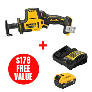 DEWALT DEW-DCS369B-DCB205C ATOMIC 20V MAX Cordless One-Hand Reciprocating Saw + 5.0Ah Starter Kit