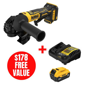 DEWALT DEW-DCG402B-DCB205C ATOMIC 20V MAX Brushless 4-1/2in Angle Grinder + 5.0Ah Starter Kit