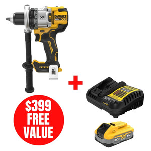 DEWALT DEW-DCD1007B-DCBP520C 20V MAX XR Brushless 1/2in 3-Speed Hammer Drill + XR 5.0Ah Starter Kit