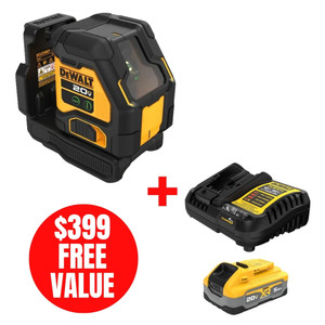 DEWALT DEW-DCLE34021B-DCBP520C 20V MAX Green Cross Line Laser + XR 5.0Ah Starter Kit