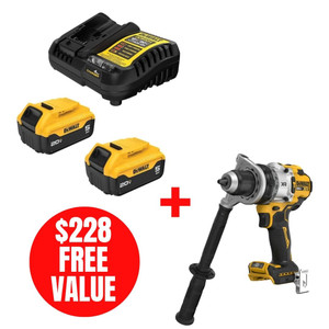 DEWALT DEW-DCB205-2C-DCD1007B 20V MAX 2x 5.0Ah Starter Kit + DCD1007B Hammer Drill Bare Tool