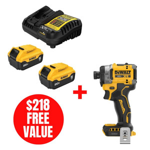 DEWALT DEW-DCB205-2C-DCF860B 20V MAX 2x 5.0Ah Starter Kit + DCF860B Impact Driver Bare Tool