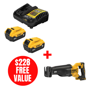DEWALT DEW-DCB205-2C-DCS384B 20V MAX 2x 5.0Ah Starter Kit + DCS384B Reciprocating Saw Bare Tool