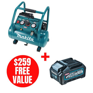 Makita MAK-AC001GZ-BL4040 40V MAX XGT Brushless 2 Gal Quiet Series Air Compressor + XGT 4.0Ah Battery
