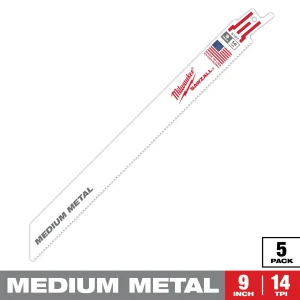Milwaukee 9in 14TPI SAWZALL Blade for Medium Metal 5-Pack