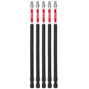 Milwaukee SHOCKWAVE 6in Impact Square Recess #2 Power Bits 5-Pack 48-32-4855