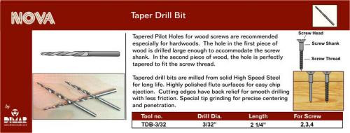 Dimar DIM-TDB-3/32-2 3/32in Tapered Drill Bit 2-Pack