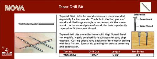 Dimar DIM-TDB-11/64-2 Size 11/64 Tapered Drill Bit  (2 - Pack)