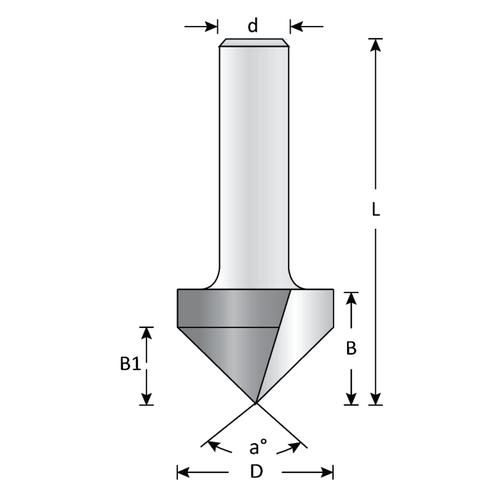 Dimar DIM-105R4-12-60 1/2in Dia Carbide Tipped V-Groove Bit 60deg 2 Flute 1/4in Shank 13/32in Depth