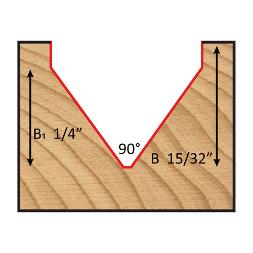 Dimar DIM-105R4-12-90 1/2in Dia Carbide Tipped V-Groove Bit 90deg 2 Flute 1/4in Shank 1/4in Depth