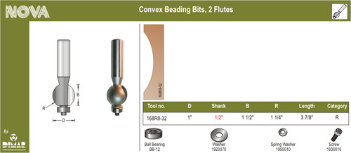 Dimar DIM-168R8-32 Convex Beading Bit 2