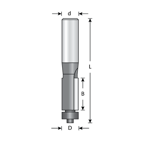 Dimar DIM-101R89-1 2-3/4in Dia Carbide Tipped Flush Trim Bit 2 Flute 1/2in Shank