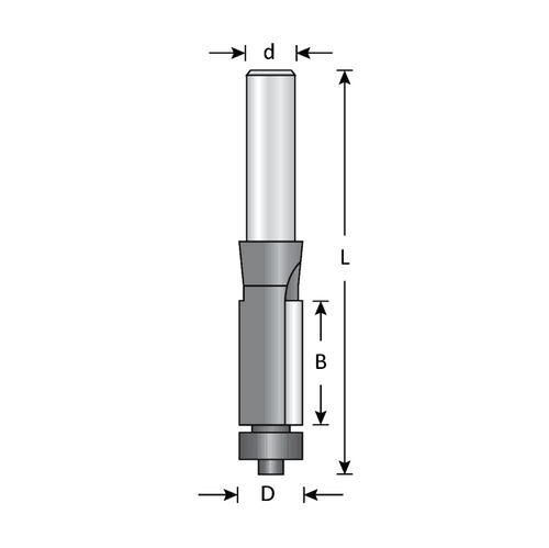 Dimar DIM-101R46-2 1/2in Dia Carbide Tipped Flush Trim Bit 2 Flute 1/4in Shank 1/2in Cutting Length