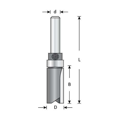 Dimar DIM-BC419 3/4in Dia Carbide Tipped Template Bit Centre Ball Bearing 2 Flute 1/4in Shank 2-3/16in Length