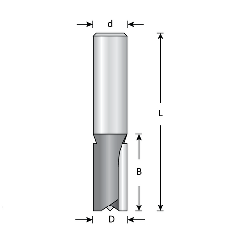 Dimar DIM-B825 1in Dia Carbide Tipped Template Bit Centre Ball Bearing 2 Flute 1/2in Shank 2-1/2in Length