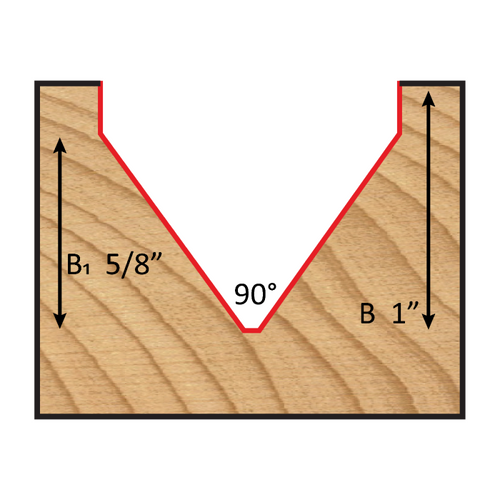 Dimar DIM-105R8-32 1-1/4in Dia Carbide Tipped V-Groove Bit 90 Deg 2 Flute 1/2in Shank