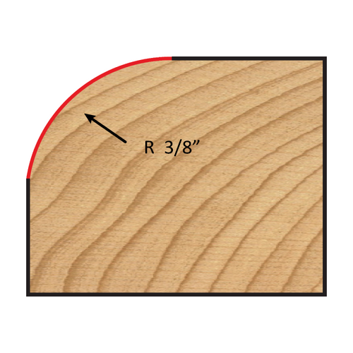 Dimar DIM-109R8-10 1-1/4in Dia Carbide Tipped Rounding Over Bit Ball Bearing 2 Flute 1/2in Shank 3/16in Radius