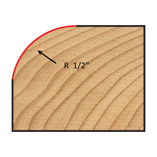 Dimar DIM-109R4-12 1-1/2in Dia Carbide Tipped Rounding Over Bit Ball Bearing 2 Flute 1/4in Shank 3/4in Radius