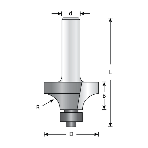 Dimar DIM-109R4-5 7/8in Rounding Over Bit, 2 Flutes