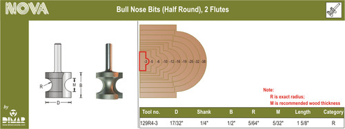 Dimar DIM-129R4-3 5/32 Bull Nose Half Round