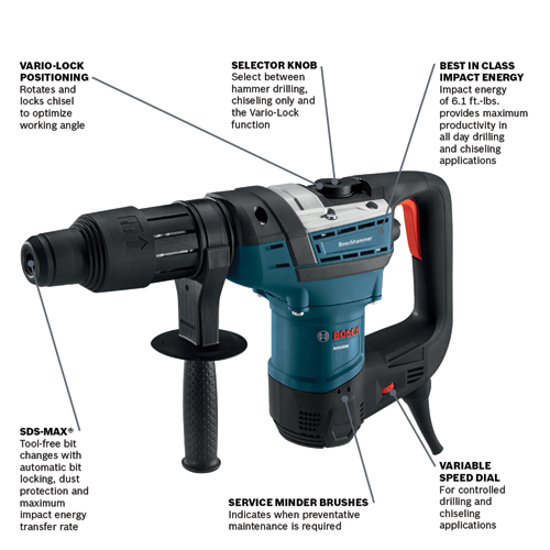 Bosch BOS-RH540M  1-9/16in SDS-Max Combination Rotary Hammer Drill