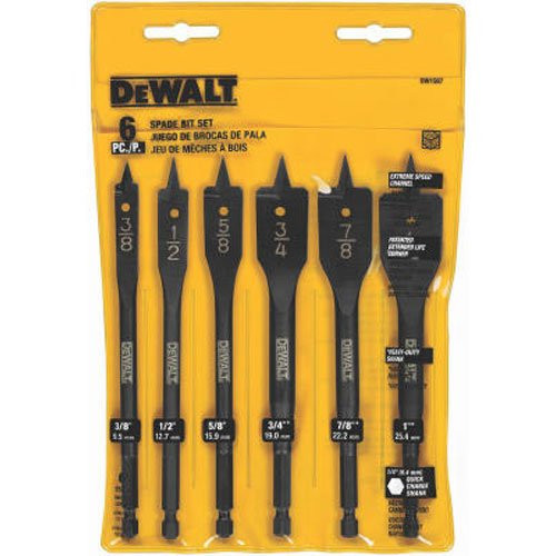 DEWALT DEW-DW1587 6 Bit 3/8 in to 1 in Spade Drill Bit Assortment