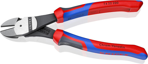 Knipex KNIP-7422200SBA 8in High Leverage Angled Diagonal Cutters, Comfort Grip