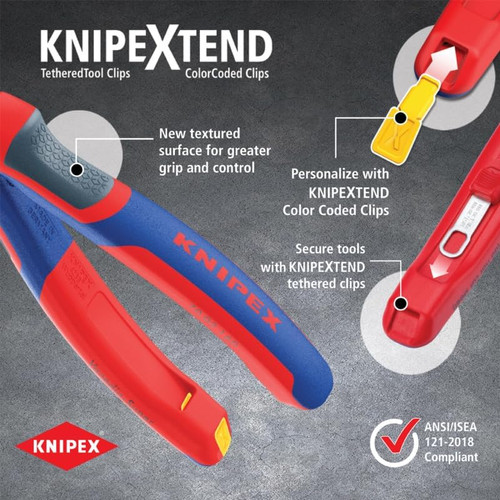 Knipex KNIP-7422200SBA 8in High Leverage Angled Diagonal Cutters, Comfort Grip