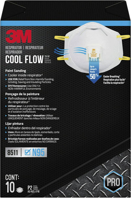 3M 3M-8511 N95 Cool Flow Valve Particulate Respirator 10-Pack