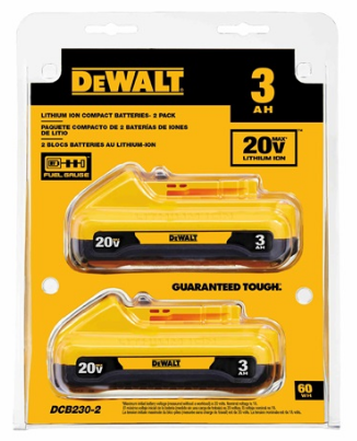 DEWALT DEW-DCB230-2  20V MAX 3Ah Lithium-Ion Compact Battery 2-pack