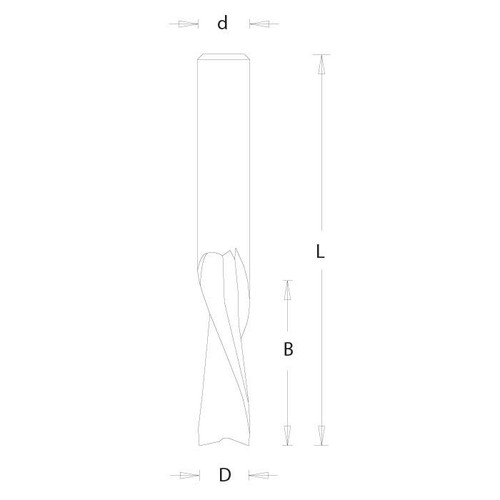 Dimar DIM-SC43DC 3/16in Dia Solid Carbide Spiral Bit Man Made Material Downcut 2 Flute 1/4in Shank