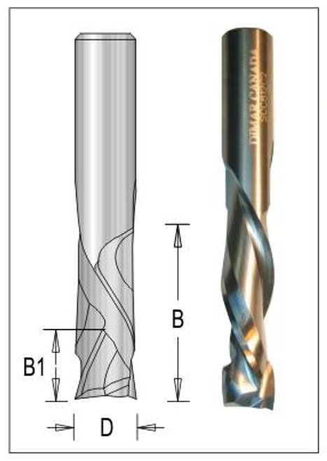 Dimar DIM-SCC8102  3/8 X 1in Solid Carbide Compression 1/2in Shank