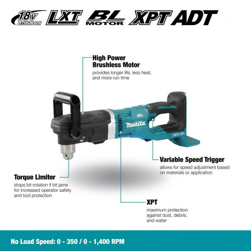 Makita MAK-DDA460PT2 18Vx2 Brushless Angle Drill 5.0Ah Kit