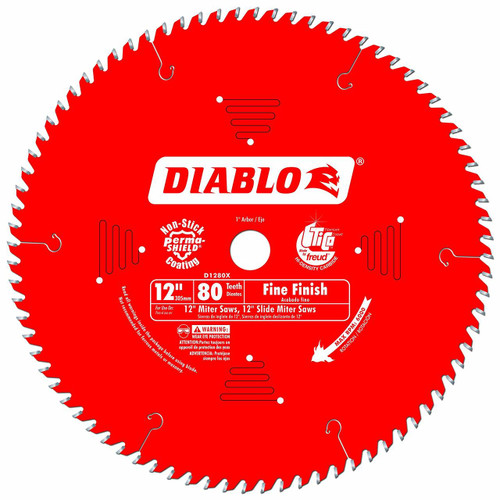 Freud FRE-D1280X Diablo 12-Inch 80 Tooth ATB Crosscutting Saw Blade with 1-Inch Arbor