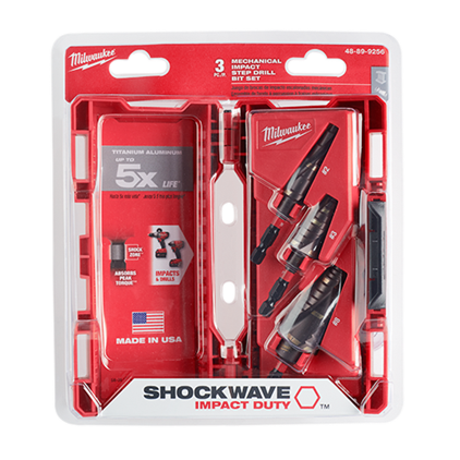 Milwaukee 48-89-9256 3Pc Shockwave Step Bit Kit