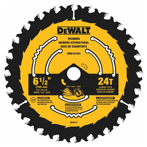 DeWALT DWA161224 6-1/2" X 24T Circular Saw Blade 