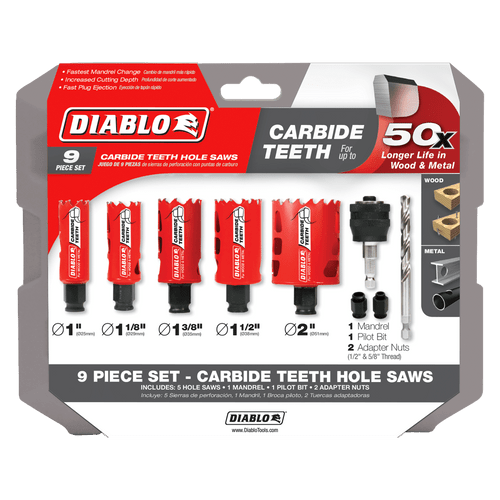 Diablo FRE-DHS09SGPCT 9-pc Carbide General Purpose Hole Saw Set