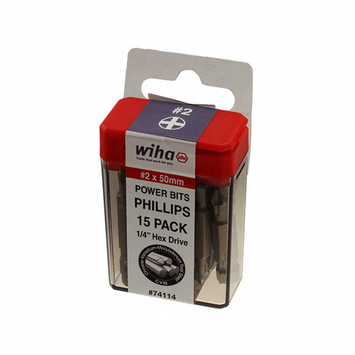 Wiha WIHA-74114 #2 Phillips 2-Inch Contractor Pack of 15 Bits
