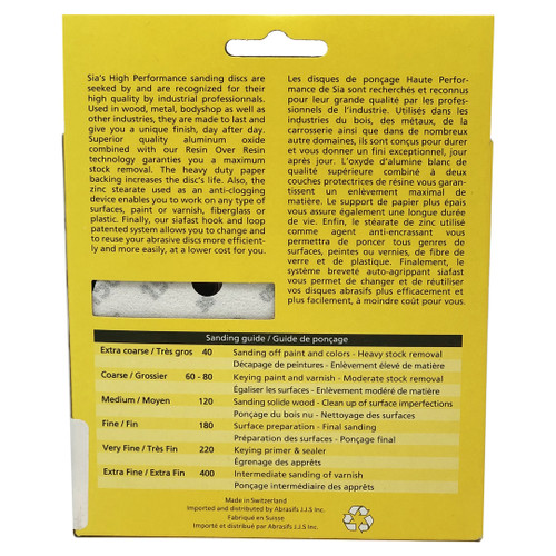 SIA Abrasives SIA-5x8H-MIX-150-400 5in 1950 Hook and Loop Disc 8H Mixed Universal (25pk) 150-400G