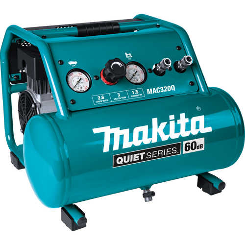Makita MAK-MAC320Q Quiet Series 1-1/2 HP, 3 Gallon, Oil-Free, Electric Air Compressor