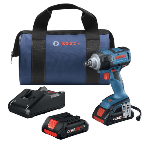 Bosch BOS-GDS18V-221B25 18V EC Brushless 1/2 in. Impact Wrench Kit with (2) CORE18V 4.0 Ah Compact Batteries