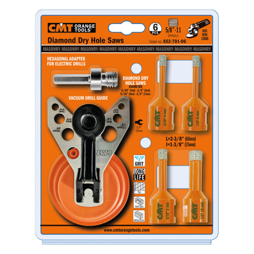 CMT Orange Tools CMT-552-701-06 6pc Diamond Dry Hole Saw Set