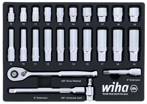 Wiha Tools WIHA-33795 24 pc 3/8" Drive Professional Socket Foam Laser Cut  Set - Metric