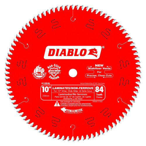 Diablo FRE-D1084L 10in X 84T Laminates, Plastics & Non-Ferrous Metals Circular Saw Blade