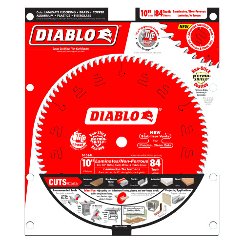 Diablo FRE-D1084L 10in X 84T Laminates, Plastics & Non-Ferrous Metals Circular Saw Blade
