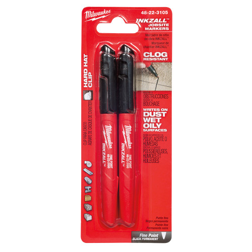Milwaukee MIL-48-22-3105 2-Pack INKZALL Black Fine Point Marker