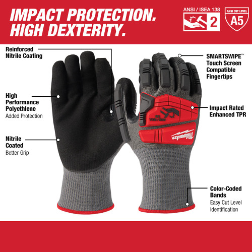 Milwaukee MIL-48-22-8980 Cut 5 Impact Nitrile Glove