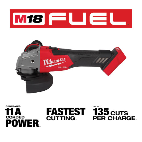 Milwaukee MIL-2881-20 M18 FUEL 4-1/2in / 5in Grinder Slide Switch, Lock-On Bare Tool